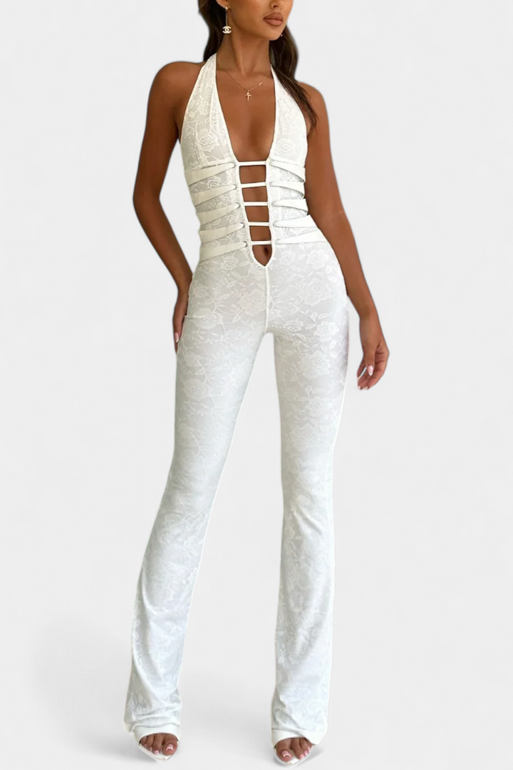 Kendra Mono Halter en Dentelle avec Dos Ajustable