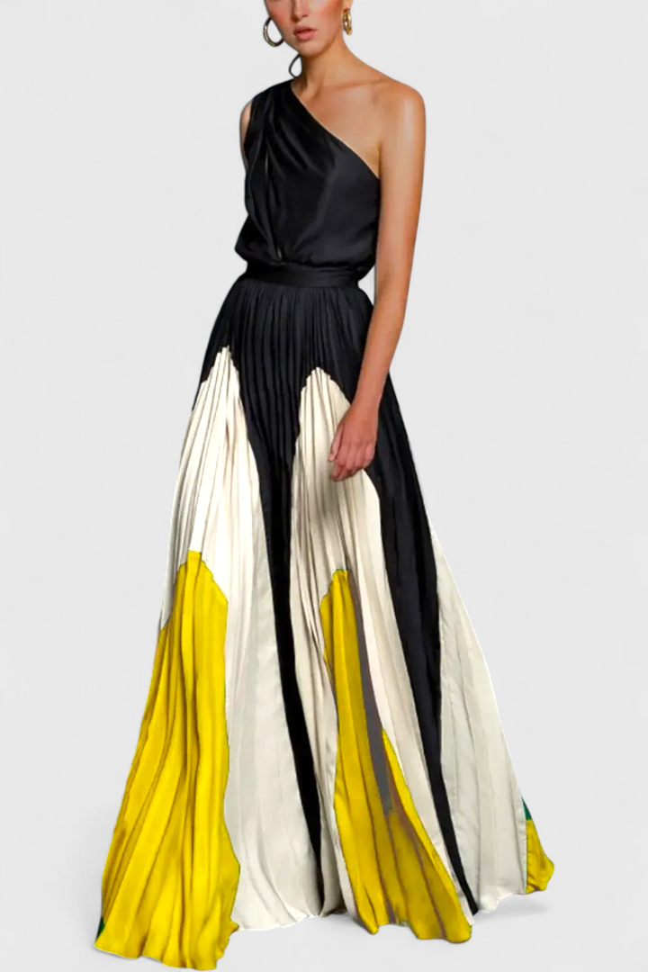 Robe Maxi Antía Off-Shoulder avec Imprimé Élégant
