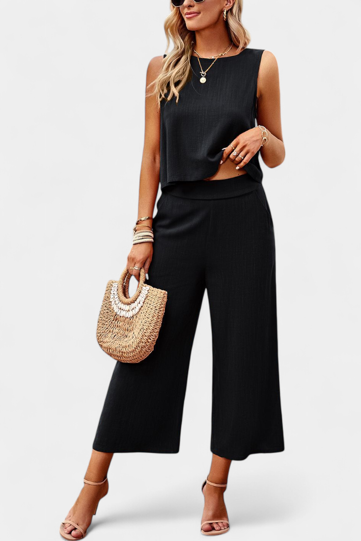 Lavinia Ensemble Boho de Top et Shorts en Lin et Coton