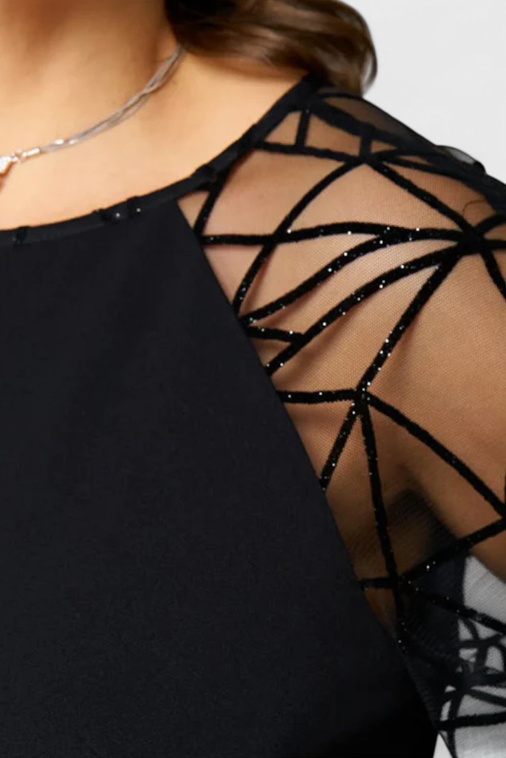 Robe Bellezza Noire avec Manches en Tulle et Coupe Ample
