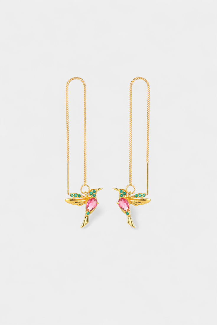 Boucles d'oreilles oiseaux en zirconium mélangé