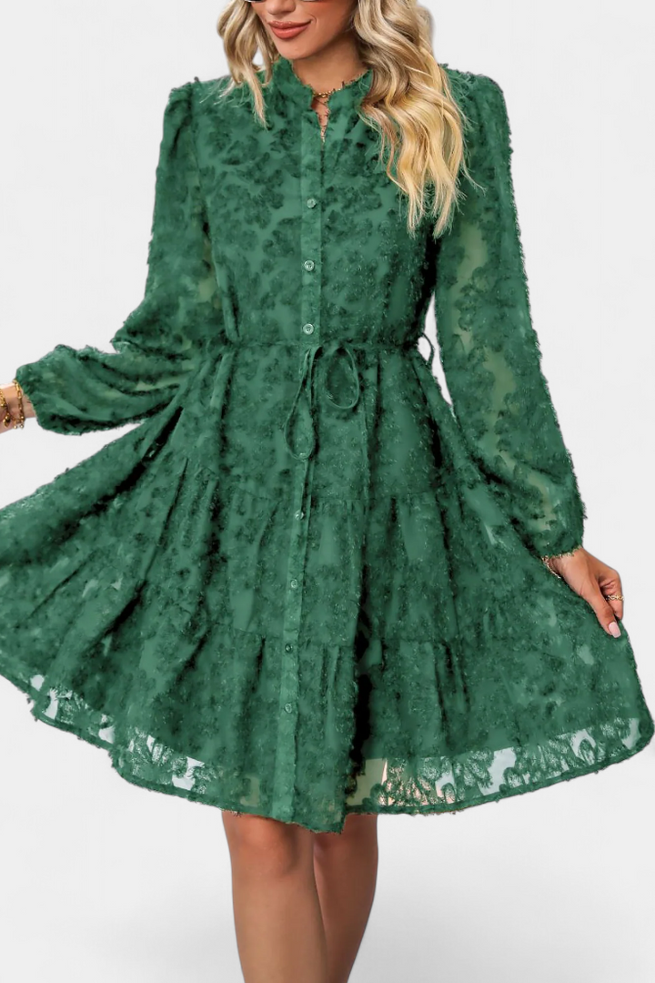 Robe Chemise Soreia à Boutons avec Manches Longues Texturées