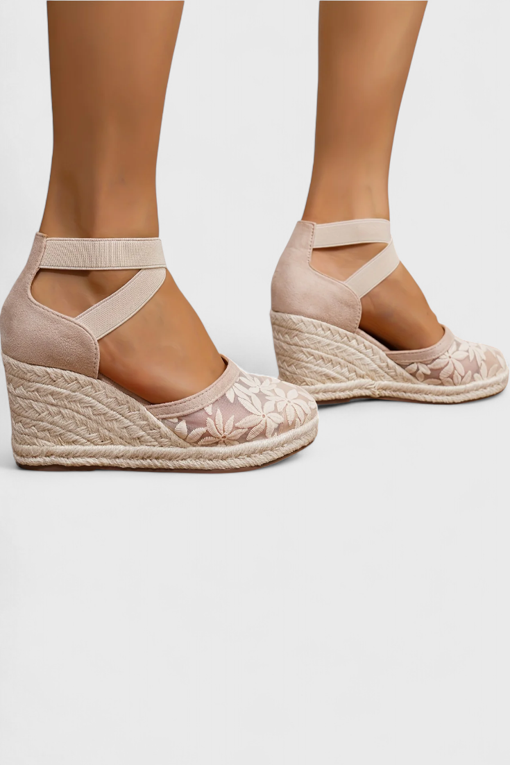 Sandales Orthopédiques Phylis avec Maille Florale et Plateforme à Talon