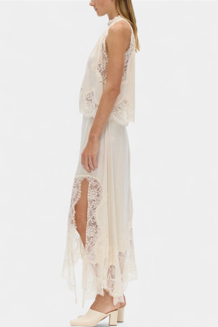 Coralena Ensemble de Jupe Midi en Dentelle avec Ourlet Asymétrique