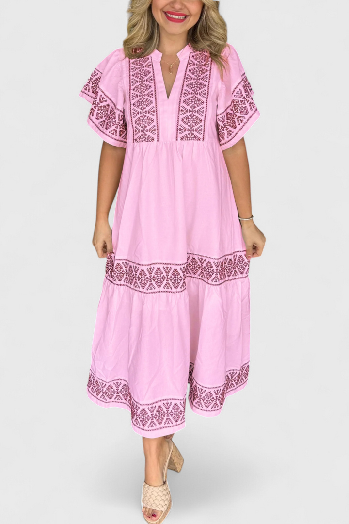 Robe Maxi Boho Allona avec Décolleté en V et Coupe Relaxée