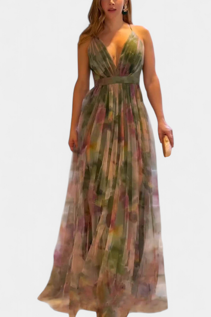 Robe Maxi Fleurie Ingrid avec Décolleté en V