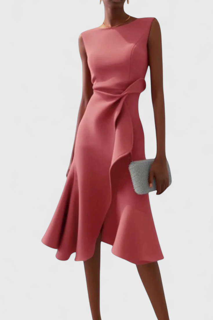 Robe Midi Asymétrique Claudia avec Drapé Élégant