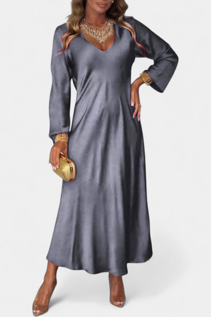 Riva Robe Fluide avec Décolleté en V et Manches Longues