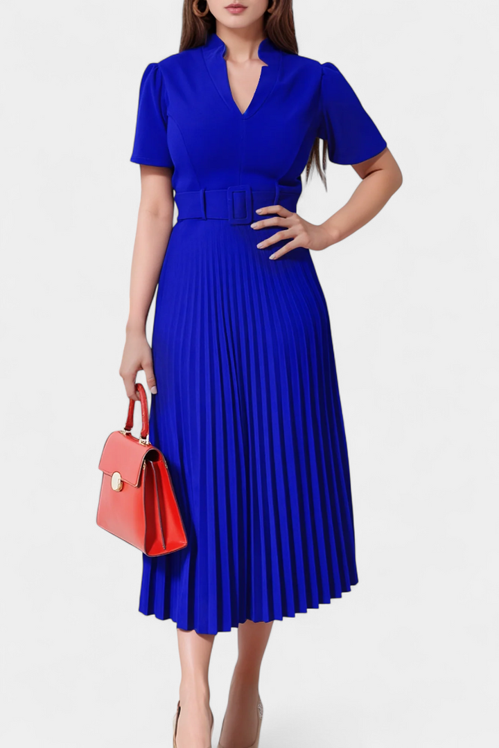 Seliora Robe Midi de Travail avec Ceinture et Plis