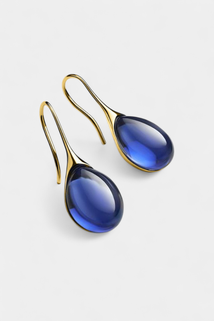 Boucles d'Oreilles en Goutte de Cristal en Or et Argent
