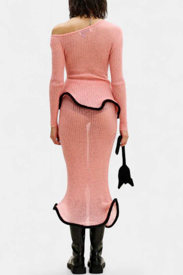 Conjunto de Jupe en Tricot avec Volants
