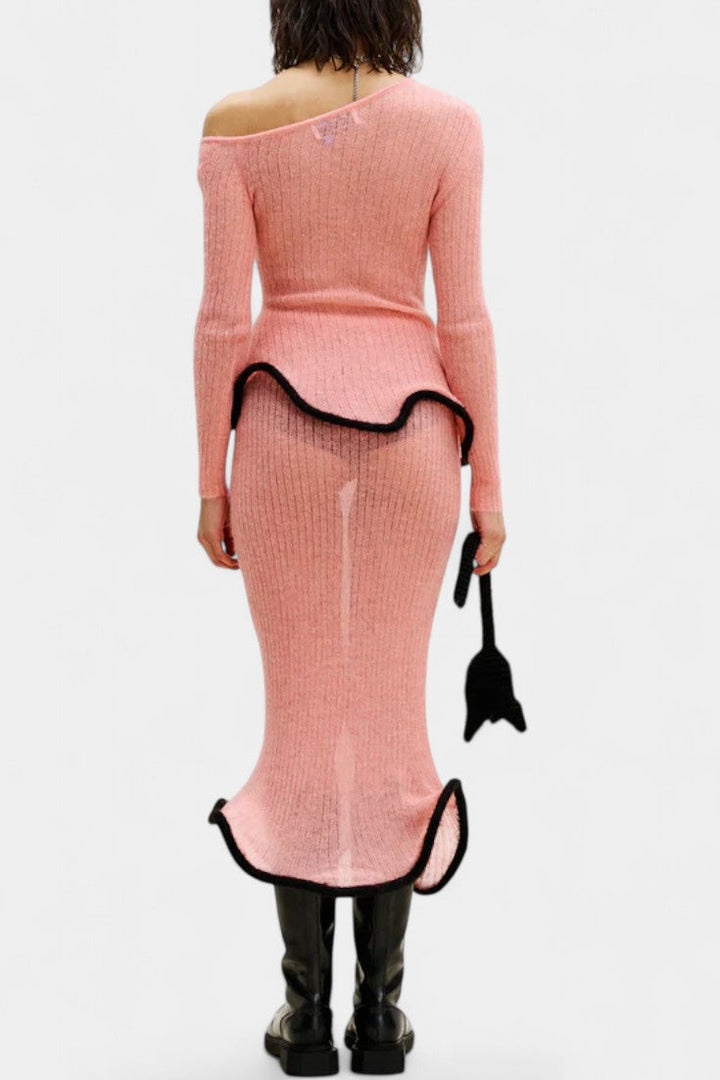 Conjunto de Jupe en Tricot avec Volants