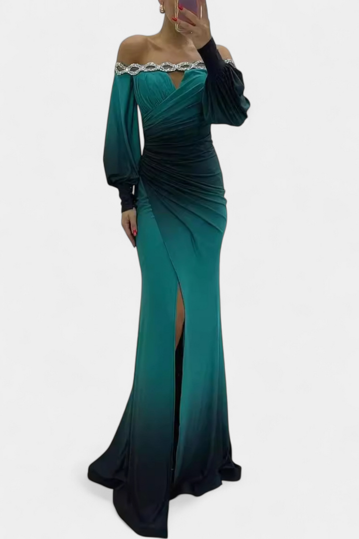 Robe Maxi Julitta Ombre avec Épaules Dégagées