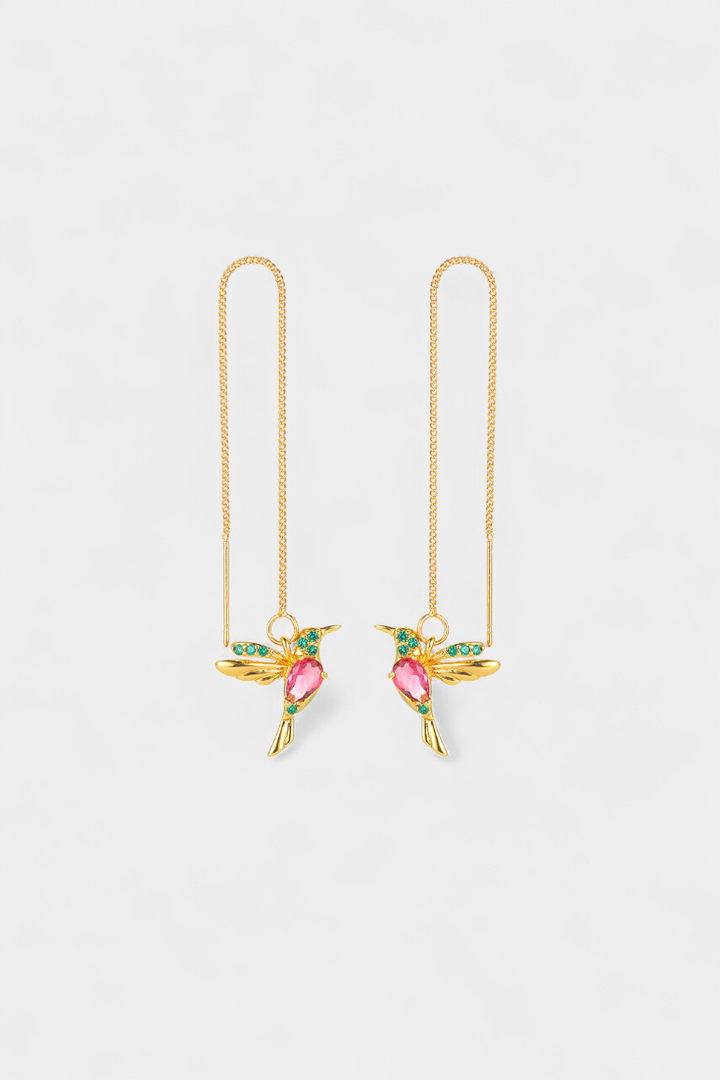 Boucles d'oreilles oiseaux en zirconium mixte