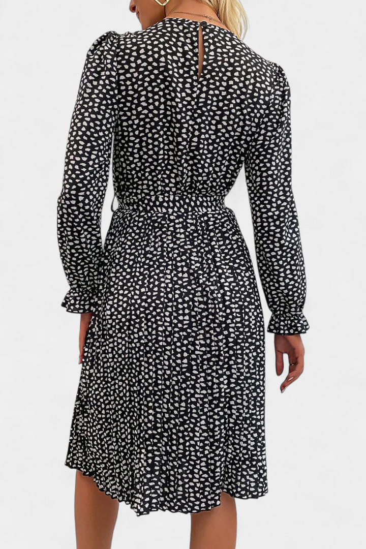 Evabeth Robe Midi Plissée Léopard