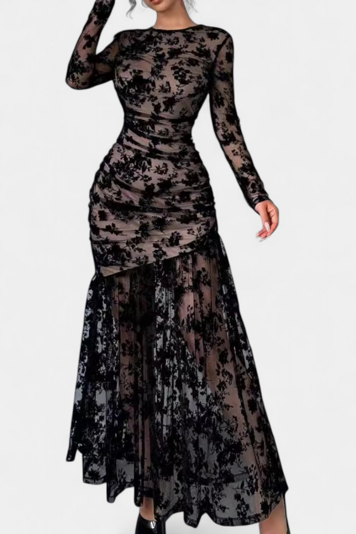 Robe Longue Florale Alvana à Col Rond