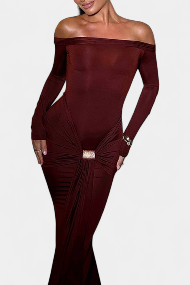 Robe Croisée à Une Épaule Vesna avec Manches Longues