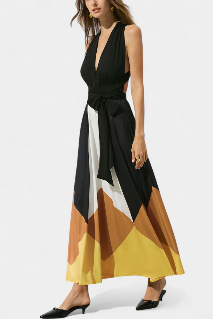 Robe Longue Polymorphe Nava avec Dos Nu et Silhouette Polyvalente