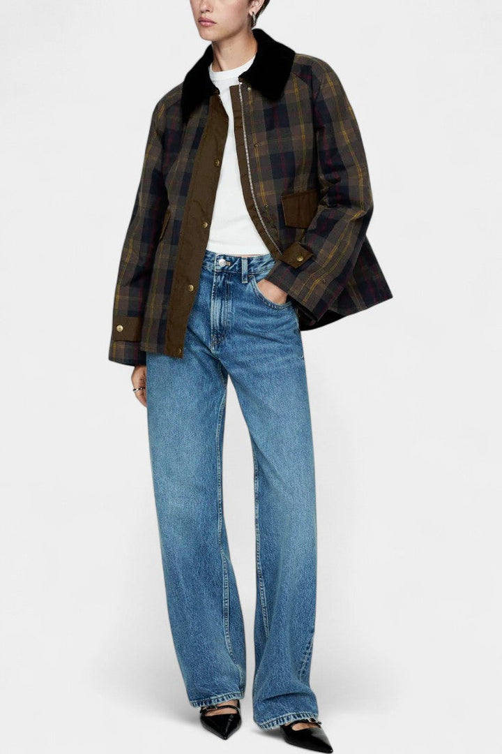 Veste Ausra à Coupe Droite avec Imprimé à Carreaux