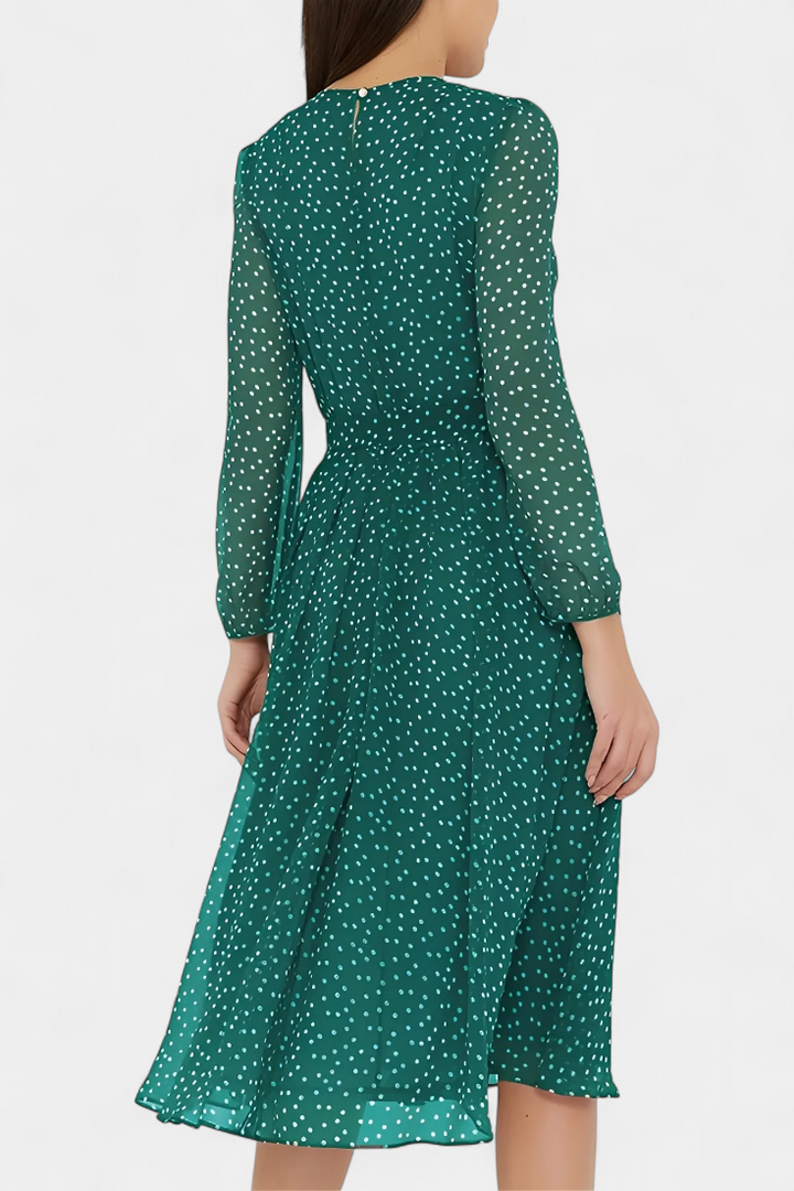 Robe Midi à Pois Cymene avec Manches Bouffantes
