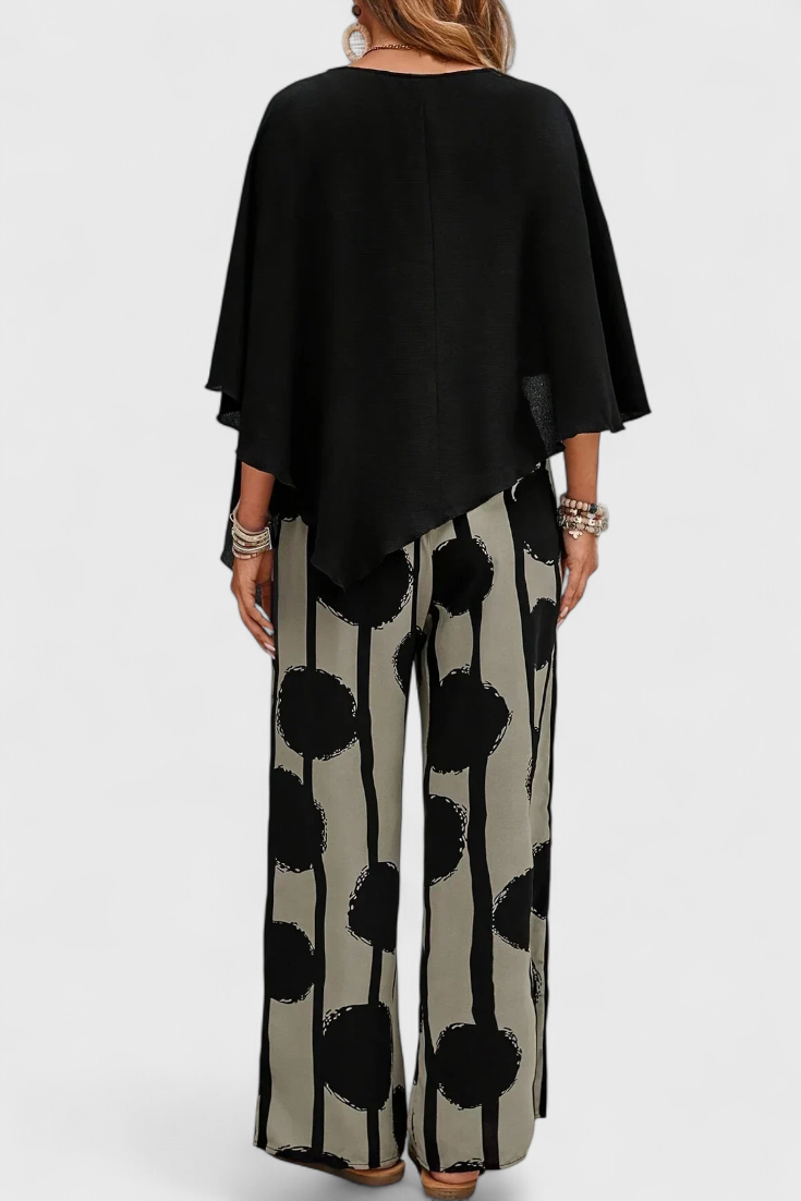 Ensemble Asymétrique Aleida avec Top et Pantalon Imprimé