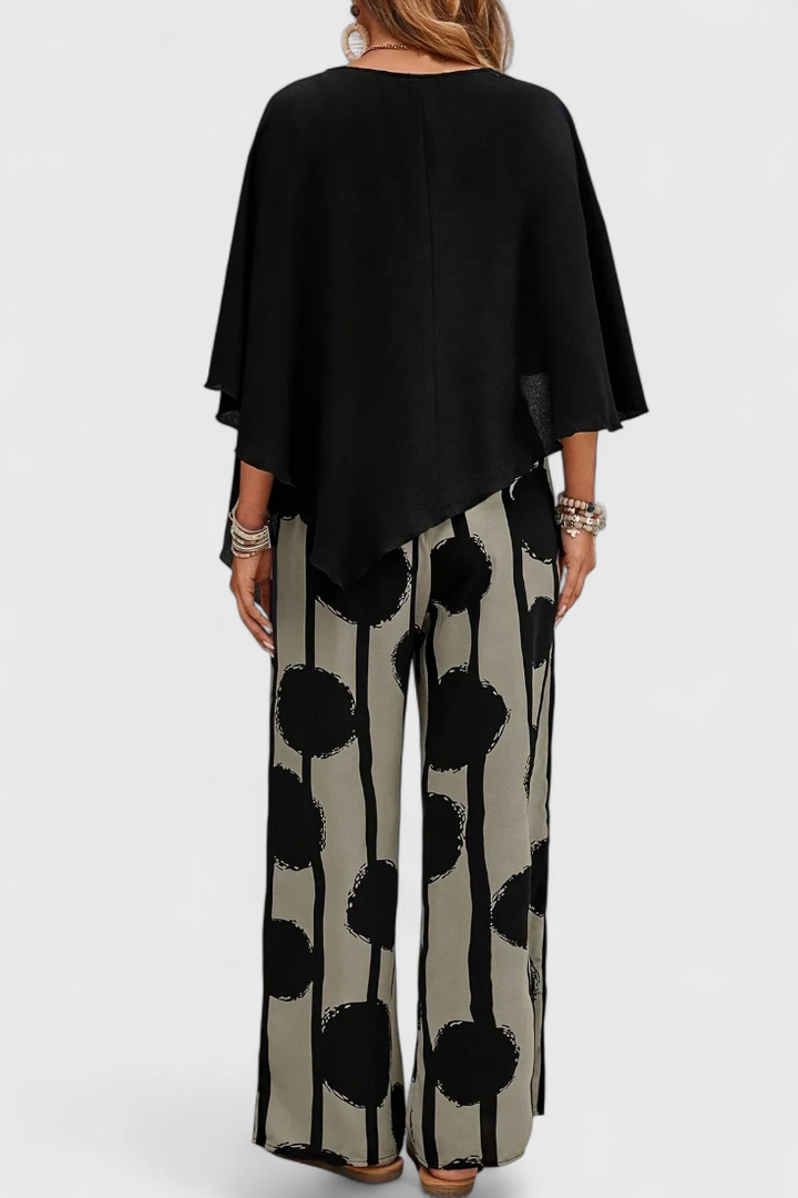Ensemble Asymétrique Aleida avec Top et Pantalon Imprimé