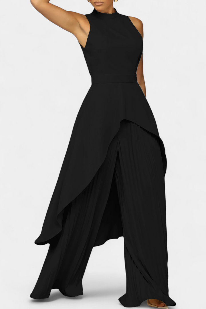 Ensemble Asymétrique Chrysoula avec Pantalon Plissé