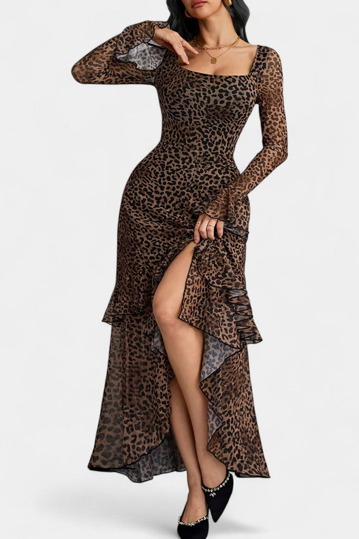 Amali Robe Maxi Imprimée avec Col Carré
