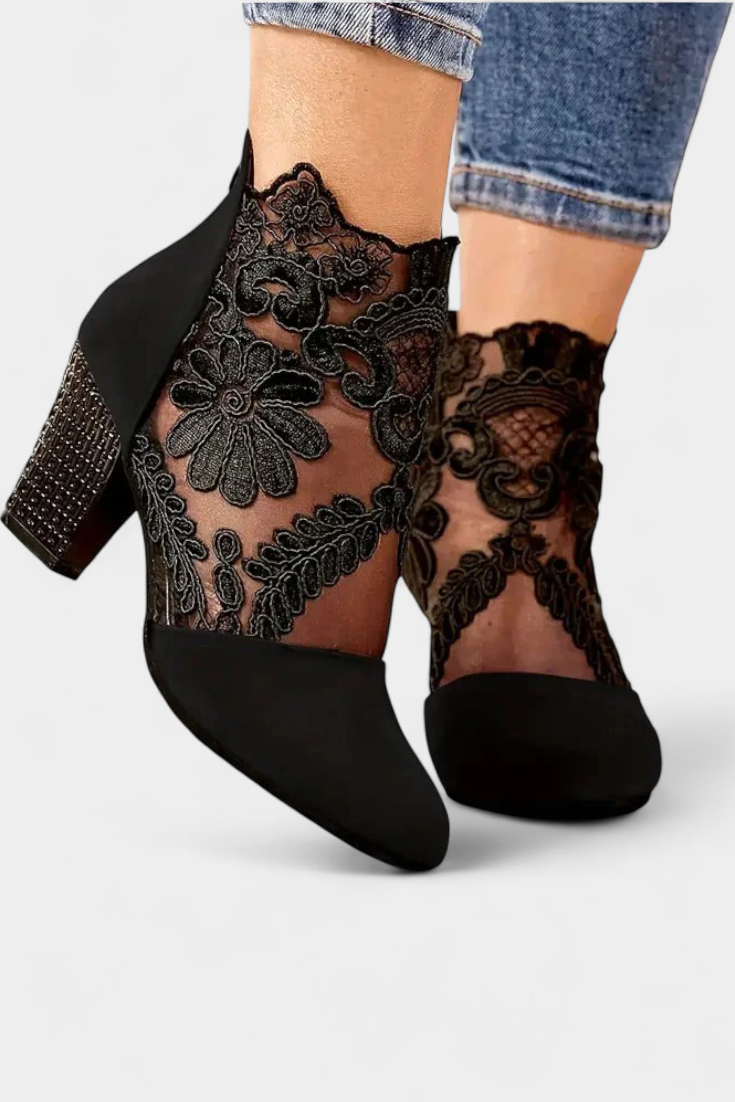 Alaine Talons Blancs avec Dentelle Florale