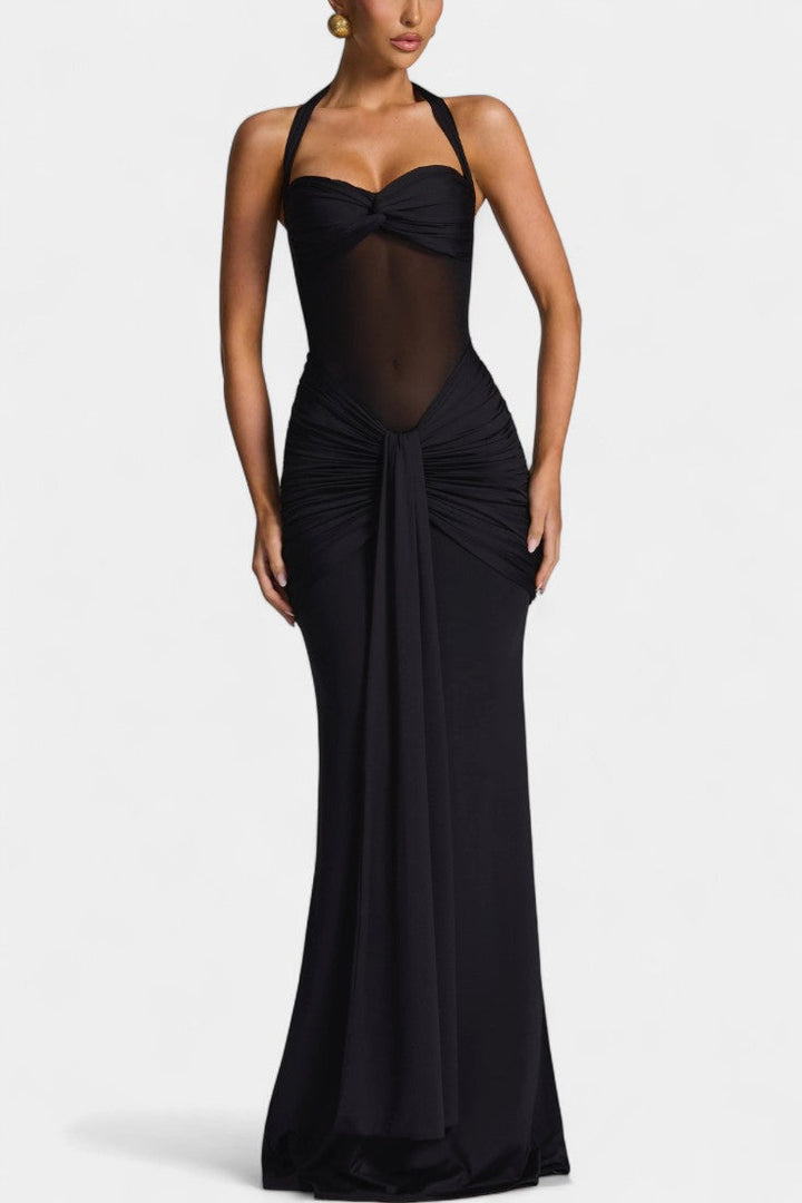 Florian Robe Maxi avec Décolleté Halter et Silhouette Sirène