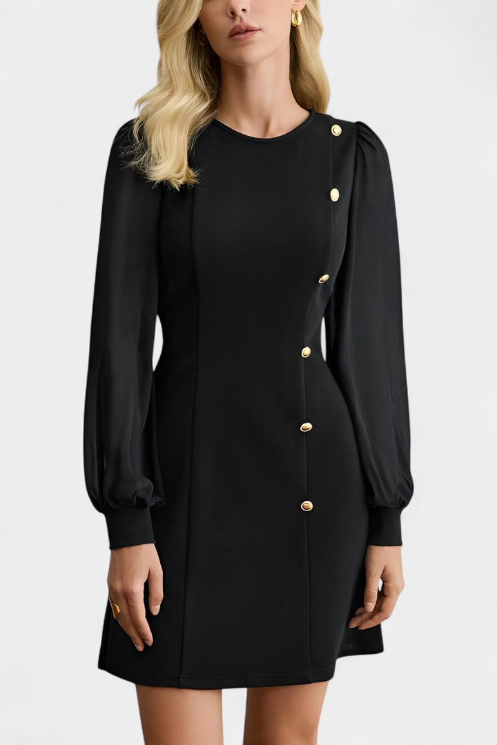 Robe A-Line Jacequeline avec Boutons et Col Rond