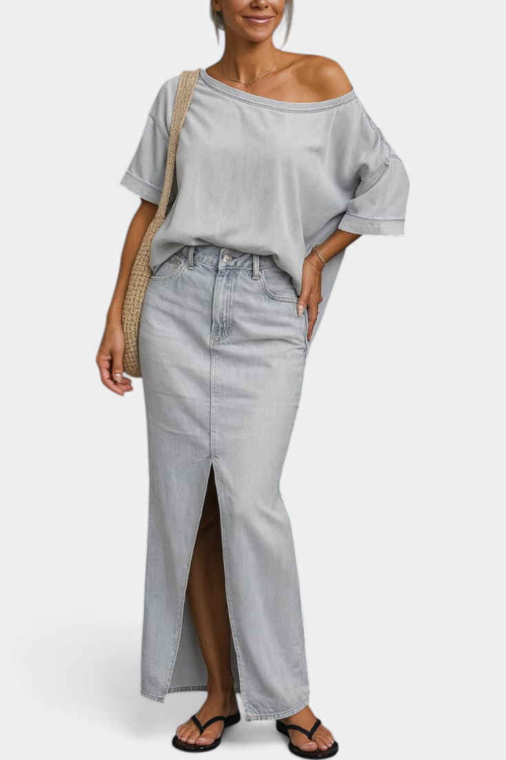 Ensemble Apolonia en Jean Asymétrique avec Ouverture Élégante