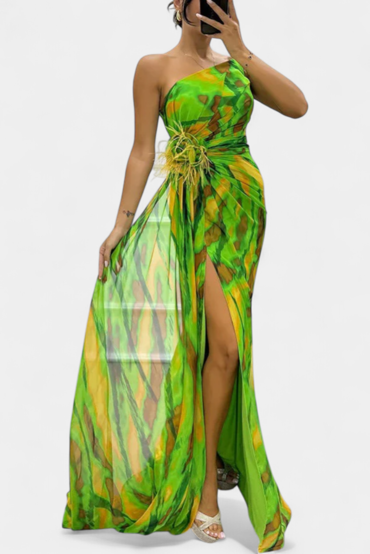 Robe Maxi Asymétrique Aylin avec Imprimé Vibrant