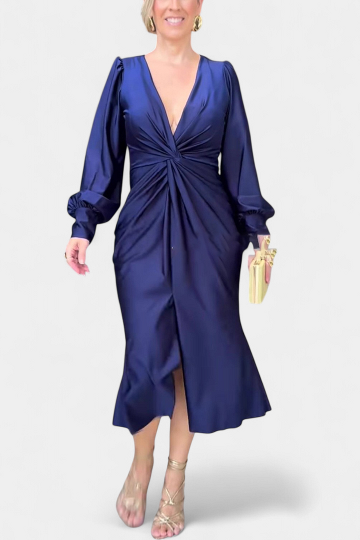 Alouette Robe Longue à Manches Longues avec Col en V