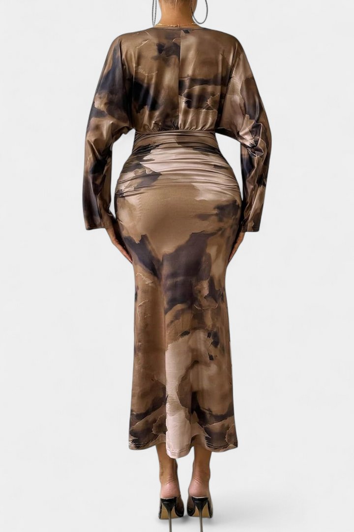Eulalie Robe avec Manches Chauve-Souris et Col en V