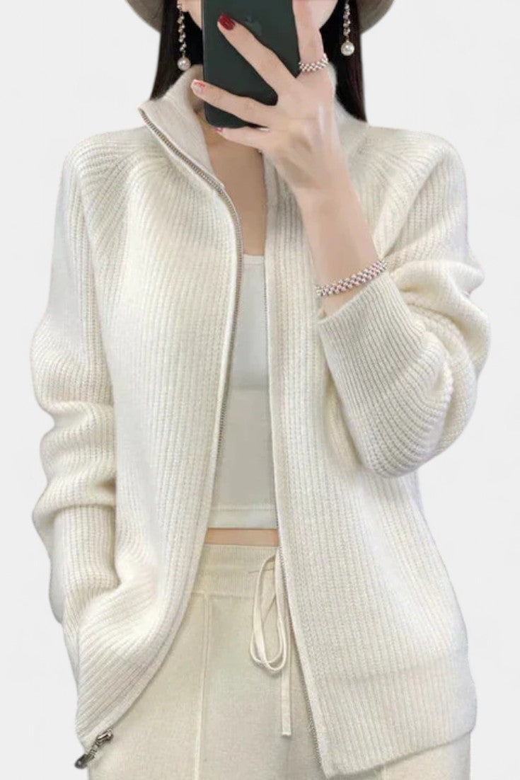 Cardigan en Tricot Chelsea avec Fermeture Éclair