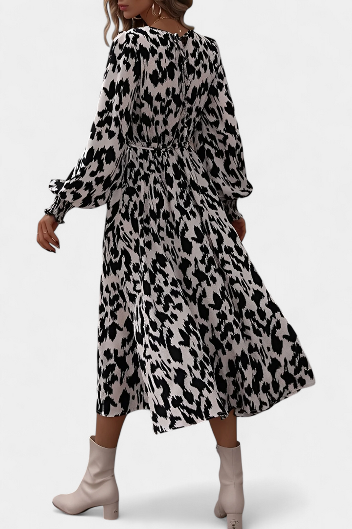 Robe A-Line en Léopard Nerin avec Ceinture Ajustable