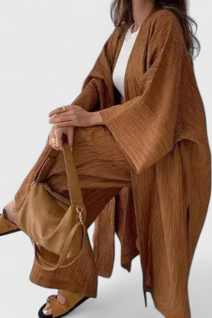 Ensemble Décontracté Caspian de Deux Pièces avec Kimono Long