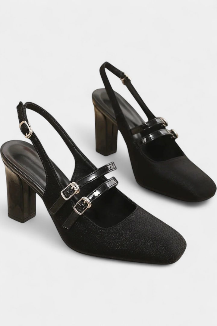 Orlanda Talons Satinés avec Double Bride et Sangle de Cheville