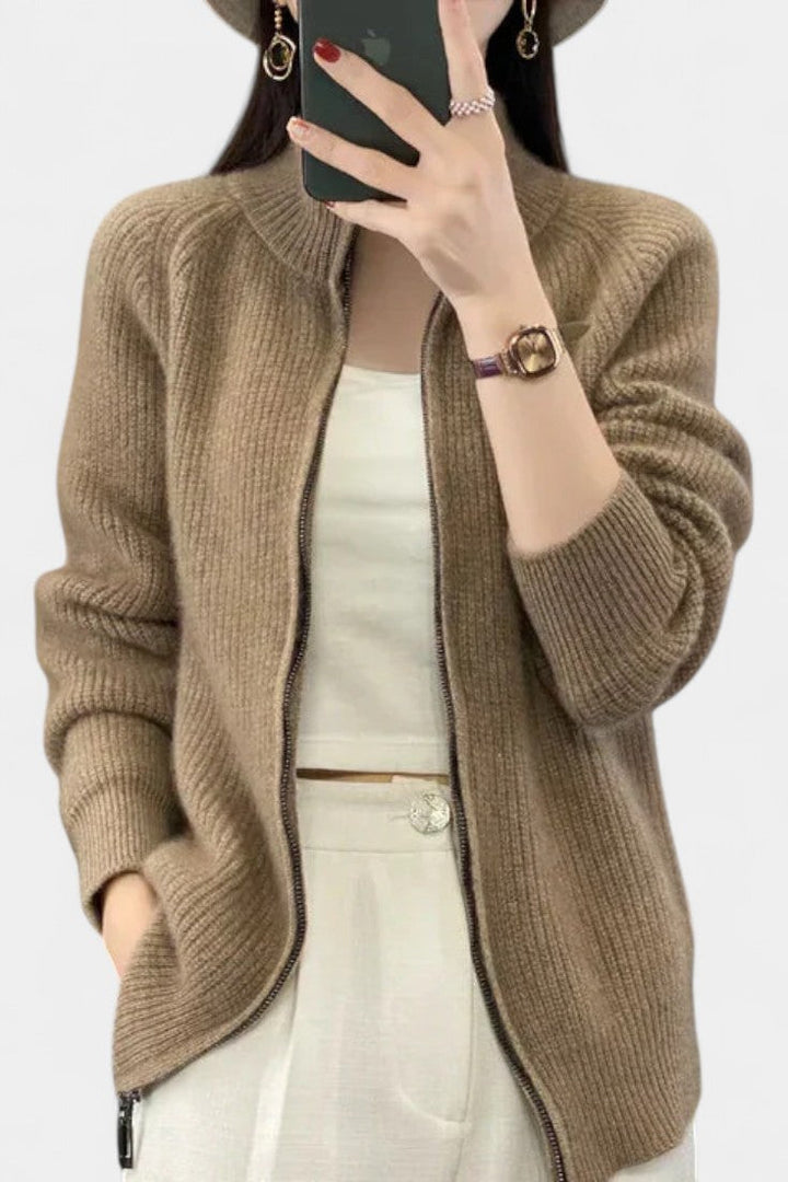 Cardigan en Tricot Chelsea avec Fermeture Éclair