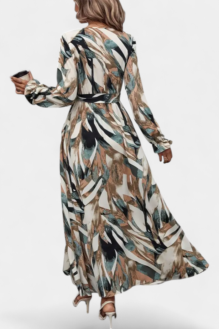 Robe Longue à Manches Longues Basel avec Décolleté en V