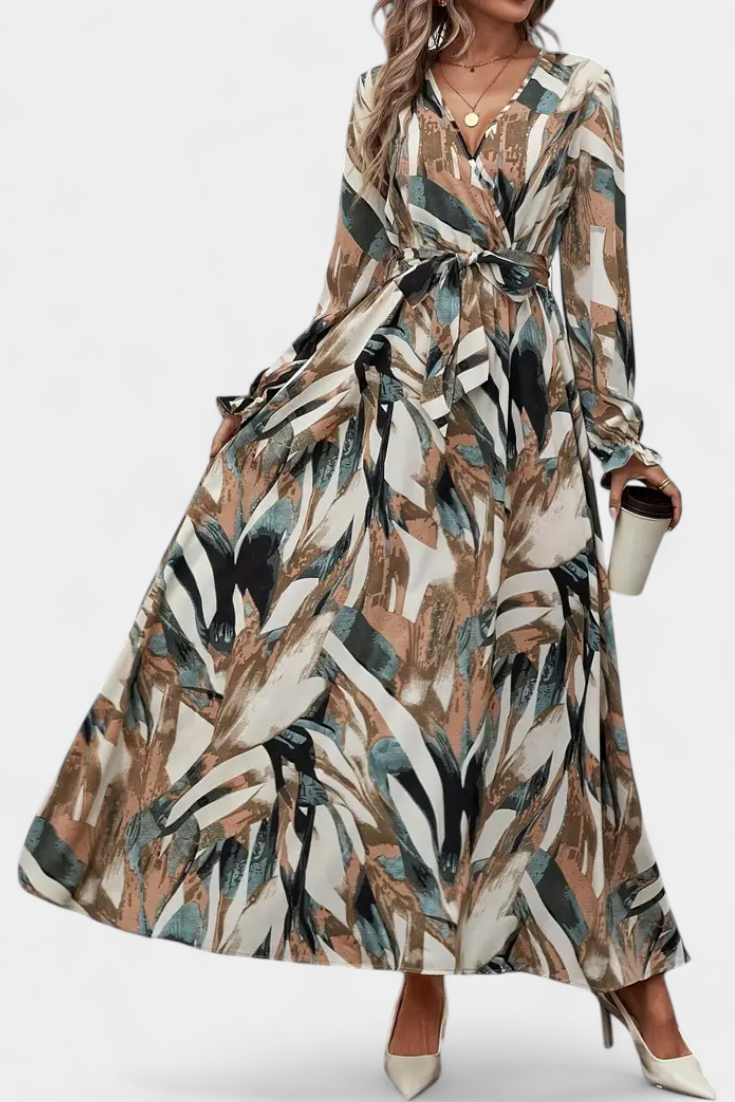 Robe Longue à Manches Longues Basel avec Décolleté en V