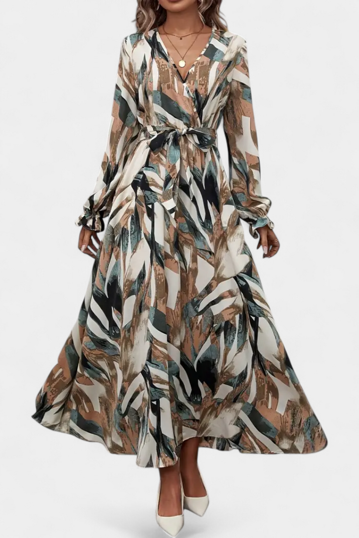 Robe Longue à Manches Longues Basel avec Décolleté en V