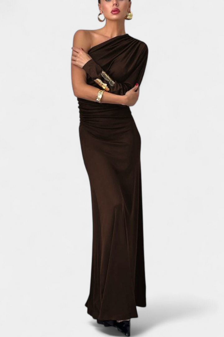 Robe Longue Plissée Maybelle à Une Épaule