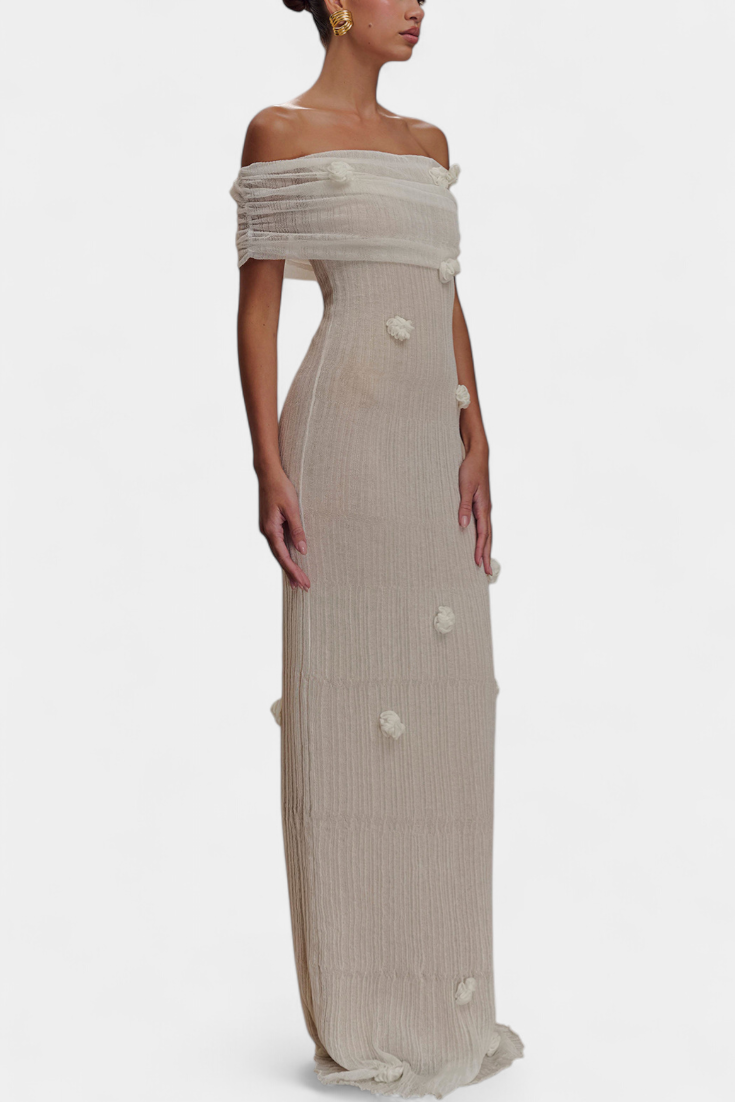 Barbara Robe Maxi en Tricot Off-Shoulder