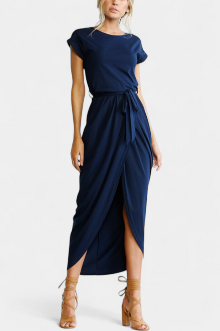 Robe Midi Enveloppante Clarissa avec Fente Latérale