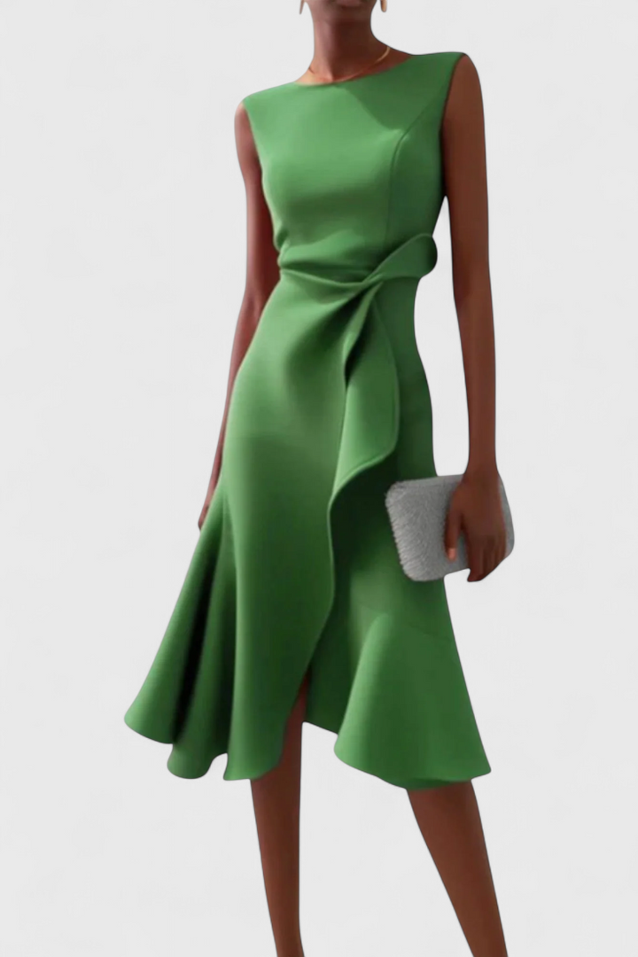 Robe Midi Asymétrique Claudia avec Drapé Élégant