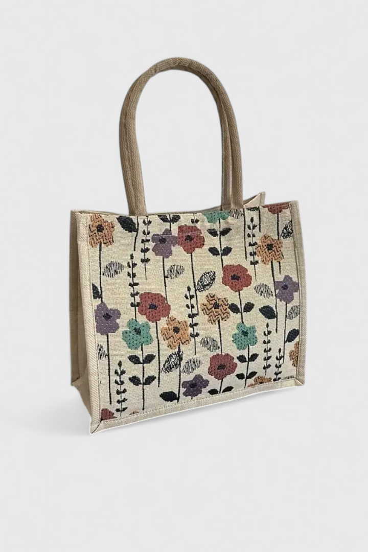 Sac en Jute Taila avec Imprimé Floral et Design Écologique