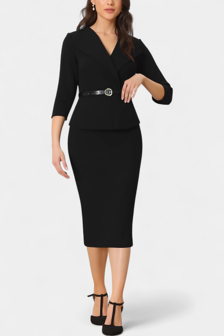 Robe Midi Ajustée Palamos avec Ceinture