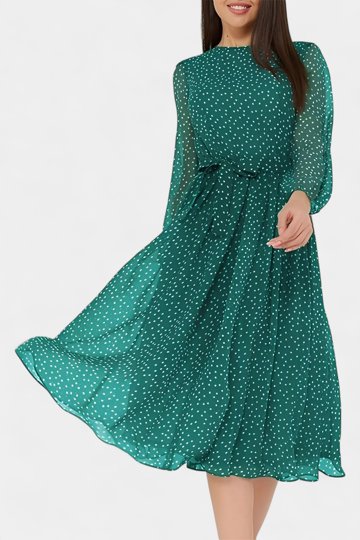 Robe Midi à Pois Cymene avec Manches Bouffantes